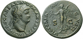 Roman Empire. Nero augustus, 54 – 68. 
Dupondius, Lugdunum circa 66, Æ 13.77 g. IMP NERO CAESAR AVG P MAX TR P P P Laureate head r., with globe at po...