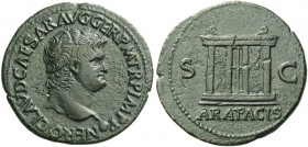 Roman Empire. Nero augustus, 54 – 68. 
As, Lugdunum circa 66, Æ 10.52 g. NERO CLAVD CAESAR AVG GER P M TR P IMP P Bare head r., with globe at point o...