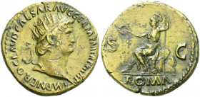 Roman Empire. Nero augustus, 54 – 68. 
Dupondius 67, Æ 14.25 g. IMP NERO CLAVD CAESAR AVG GERM P M TR P XIII P P Radiate head r. Rev. S – C Roma seat...