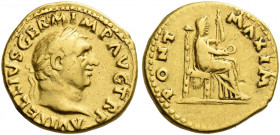 Roman Empire. Vitellius, January – December 69. 
Aureus late April-December 69, AV 7.36 g. A VITELLIVS GERM IMP AVG TR P Laureate head r. Rev. PONT –...