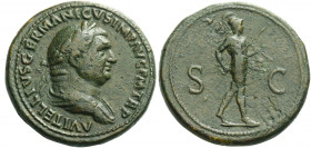 Roman Empire. Vitellius, January – December 69. 
Sestertius 69, Æ 26.37 g. A VITELLIVS GERMANICVS IMP AVG P M TR P Laureate and draped bust r. Rev. S...