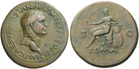 Roman Empire. Vespasian augustus, 69 – 79. 
Sestertius, Lugdunum 71, Æ 23.43 g. IMP CAES VESPASIAN AVG P M TR P P P COS III Laureate head r., with gl...