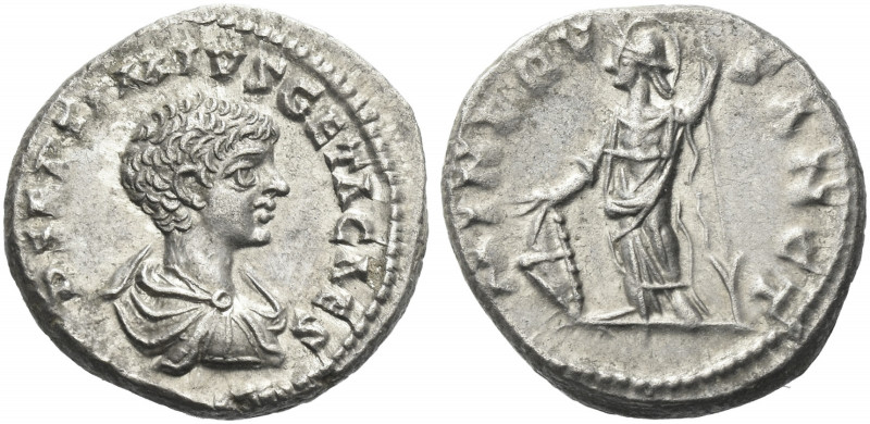 Roman Empire. Geta caesar, 198 – 209. 
Denarius, Laodicea 200-202, AR 4.29 g. P...