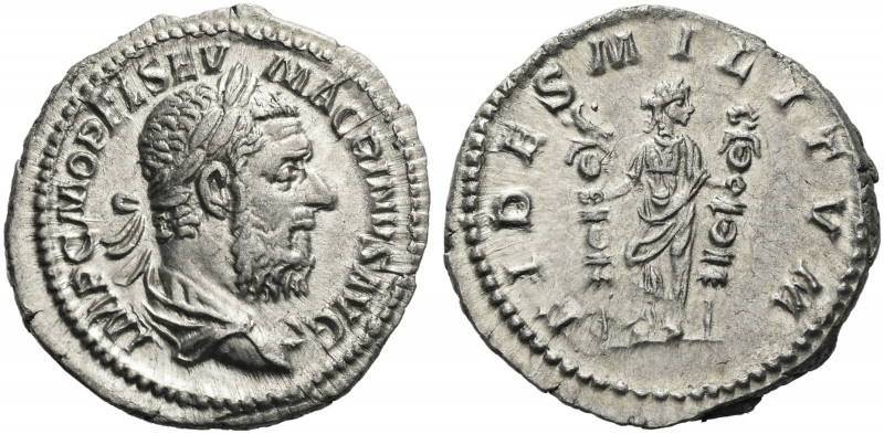 Roman Empire. Macrinus, 217 – 218. 
Denarius 217-218, AR 3.44 g. IMP C M OPEL S...