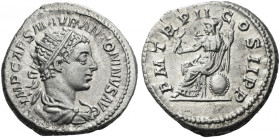 Roman Empire. Elagabalus, 218 – 222. 
Antoninianus 219, AR 5.93 g. IMP CAES M AVR ANTONINVS AVG Radiate, draped and cuirassed bust r. Rev. P M TR P I...
