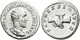 Roman Empire. Pupienus, 238. 
Antoninianus 238, AR 4.91 g. IMP CAES M CLOD PVPIENVS AVG Radiate, draped, and cuirassed bust r. Rev. PATRES SENATVS Tw...