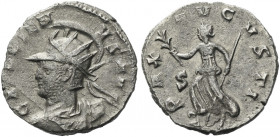 Roman Empire. Gallienus, 253 – 268. 
Antoninianus, Mediolanum 262-263, billon 3.12 g. GALLIEN – VS AVG Helmeted, radiate and cuirassed bust l., holdi...
