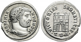 Roman Empire. Galerius Maximianus ceasar, 293 – 305. 
Argenteus, Thessalonica circa 302, AR 3.56 g. MAXIMIA – NVS NOB C Laureate head r. Rev. VICTORI...