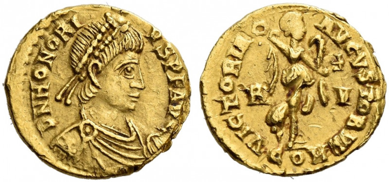 Roman Empire. Honorius, 393 – 424. 
Tremissis, Ravenna 402-3, 405-406, AV 1.49 ...