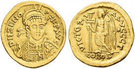 The Ostrogoths. Theoderic, 493-526. 
Pseudo-Imperial Coinage. In the name of Zeno, 474-491. Solidus, uncertain mint 493-526, AV 4.14 g. DN ZENO – PER...