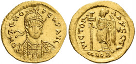 The Ostrogoths. Theoderic, 493-526. 
Pseudo-Imperial Coinage. In the name of Zeno, 474-491. Solidus, uncertain mint 493-526, AV 4.49 g. DN ZENO – PER...