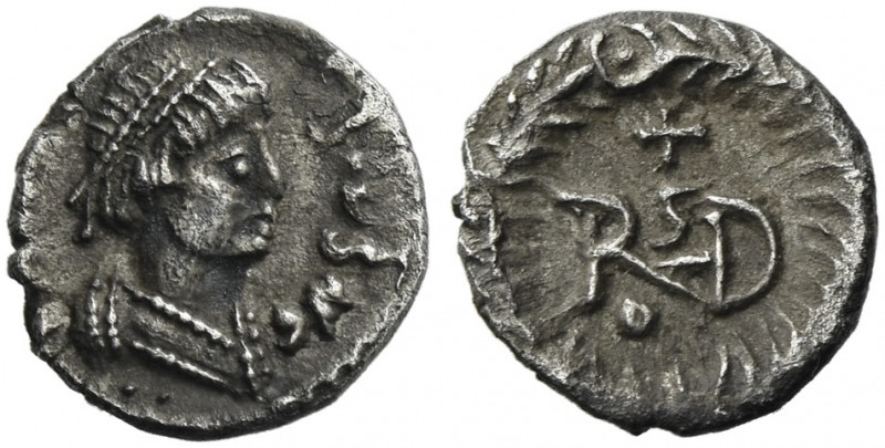 The Ostrogoths. Theoderic, 493-526. 
Pseudo-Imperial Coinage. In the name of Ju...