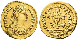 The Ostrogoths. Witigis, 536-540. 
Pseudo-Imperial Coinage. In the name of Justinian I, 527-565. Tremissis, Ravenna 536-540, AV 1.43 g. DN IVSTINI – ...