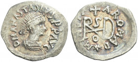 The Ostrogoths. The Gepids. 
Pseudo-Imperial Coinage. In the name of Anastasius, 491-518. Quarter siliqua, Sirmium 493-526, AR 0.90 g. D N ANASTASIVS...