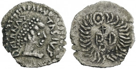 The Ostrogoths. The Gepids. 
Pseudo-Imperial Coinage. In the name of Anastasius, 491-518. Quarter siliqua, Sirmium 491-518, AR 0.40 g. DN ANAS – TASI...
