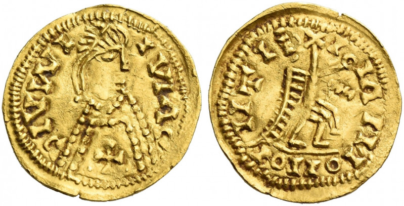 The Ostrogoths. Leovigild, 572-586. 
Pseudo-Imperial Coinage. Tremissis, Toledo...