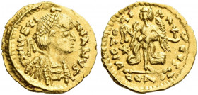 The Ostrogoths. The Franks, Theodebert I, 534 – 548. 
Pseudo-Imperial Coinage. In the name of Justinian I, 527-565. Tremissis, uncertain mint 527-565...