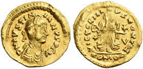 The Ostrogoths. The Franks, Theodebert I, 534 – 548. 
Pseudo-Imperial Coinage. In the name of Justinian I, 527-565. Tremissis, uncertain mint 527-565...