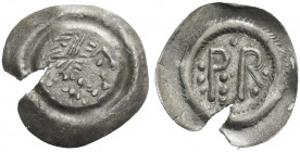 The Ostrogoths. The Lombards, Lombardy. 
Half siliqua end 7th century, AR 0.29 g. Diademed head r. Rev. PRX (monogram), with one pellet above, three ...