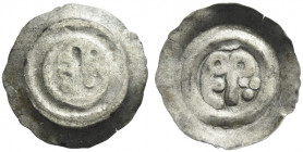 The Ostrogoths. The Lombards, Lombardy. 
Half siliqua mid 8th century, AR 0.12 g. PERX (monogram). Rev. PERX (monogram), in r. field, three pellets. ...
