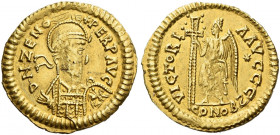 The Ostrogoths. Unattributed coins of the Germanic tribes. 
Pseudo-Imperial Coinage. In the name of Zeno, 474-491. Solidus, uncertain mint 476-493, A...