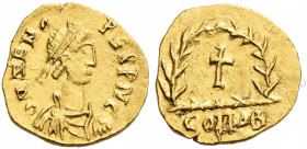 The Ostrogoths. Unattributed coins of the Germanic tribes. 
Pseudo-Imperial Coinage. In the name of Zeno, 474-491. Tremissis, uncertain mint 476-493,...