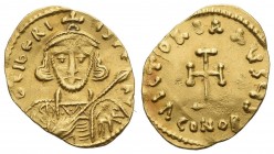 The Byzantine Empire. Tiberius III Apsimar, 698 – 705.
Tremissis 698-705, AV 1.41 g. D tIbERI – YS PE – AV Bust facing with short beard, wearing cuir...