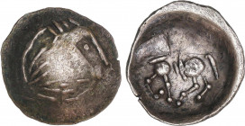 GREEK COINS
Dracma. 200 a.C. CELTAS del DANUBIO. 5,26 grs. AR. Imitación bárbara de Filipo II de Macedonia. Arte degenerado. MBC+.