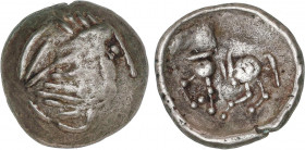 GREEK COINS
Dracma. 200 a.C. CELTAS del DANUBIO. 5,78 grs. AR. Imitación bárbara de Filipo II de Macedonia. Arte degenerado. MBC+.