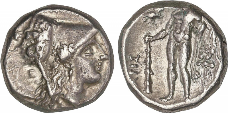 GREEK COINS
Didracma. 330-325 a.C. HERACLEA. LUCANIA. Anv.: Cabeza de Atenea co...