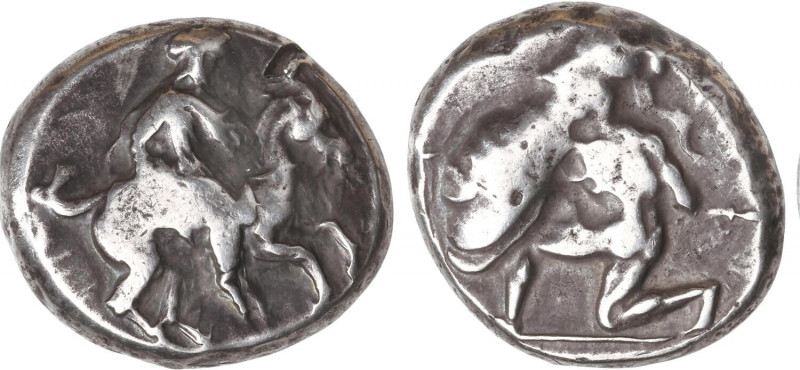 GREEK COINS
Estátera. 400-386 a.C. TARSOS. CILICIA. Anv.: Sátrapa Persa a cabal...