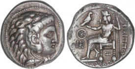 GREEK COINS
Tetradracma. 323-317 a.C. FILIPO III. INCIERTAS GRECIA SEPTENTRIONAL. Anv.: Cabeza de Hércules con piel de león a derecha. Rev.: Zeus ent...