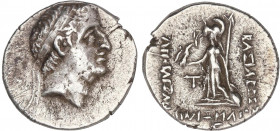 GREEK COINS
Dracma. 95-63 a.C. ARIOBARZANES I. REYES DE CAPADOCIA. Anv.: Cabeza diademada a derecha. Rev.: Atenea en pie a izquierda, alrededor leyen...
