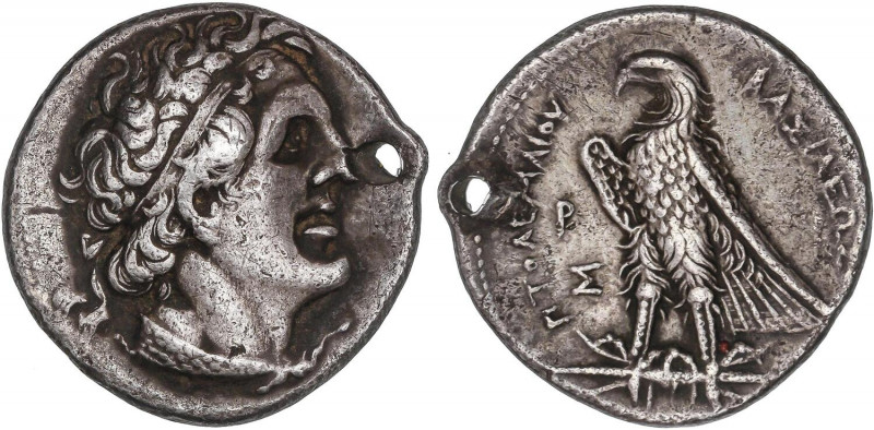 GREEK COINS
Tetradracma. 285-246 a.C. PTOLOMEO II. SIDÓN. Anv.: Cabeza diademad...