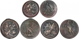 GREEK COINS
Lote 3 monedas AE 34, 37 y 39. PTOLOMEO II y IV. EGIPTO. Anv.: Cabeza diademada de Zeus Ammon a derecha. Rev.: Águila en pie a izquierda,...