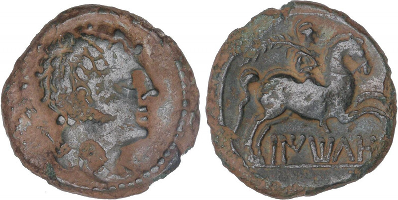 CELTIBERIAN COINS
As. 50 a.C. BAITOLO (BADALONA). Anv.: Cabeza masculina a dere...