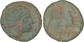 CELTIBERIAN COINS
As. 120-30 a.C. BILBILIS (CALATAYUD, Zaragoza). Anv.: Cabeza masculina a derecha, delante delfín, detrás letra ibérica S. Rev.: Jin...