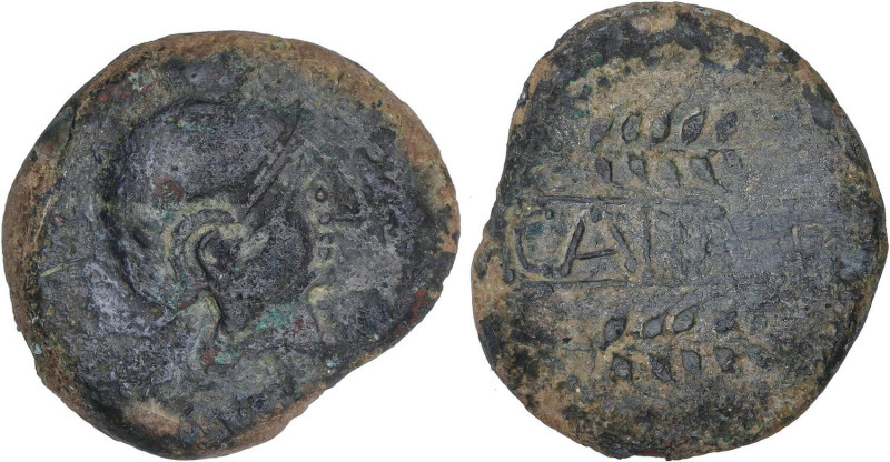 CELTIBERIAN COINS
As. 80 a.C. CARMO (CARMONA, Sevilla). Anv.: Cabeza con casco ...