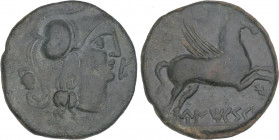 CELTIBERIAN COINS
As. 130-90 a.C. UNTICESCEN (SANT MARTÍ D´EMPÚRIES, Girona). Anv.: Cabeza de Palas a derecha, detrás ánfora, delante marca ibérica E...