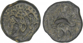 CELTIBERIAN COINS
Cuadrante. 100-20 a.C. GADES (CÁDIZ). Anv.: Cabeza de Hércules con piel de león a izquierda, detrás clava. Rev.: Delfín a izquierda...