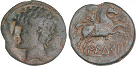 CELTIBERIAN COINS
As. 120-20 a.C. ILDURO (MATARÓ, Barcelona). Anv.: Cabeza masculina a izquierda. Rev.: Jinete con lanza a derecha, debajo leyenda ib...