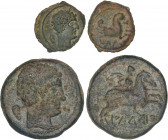CELTIBERIAN COINS
Lote 2 monedas Cuadrante y As. 120-20 a.C. ILDURO (MATARÓ, Barcelona). Anv.: Cabeza masculina con diadema a derecha, detrás oreja. ...