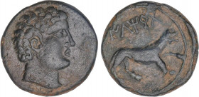 CELTIBERIAN COINS
As. 200-20 a.C. ILTIRTA (LLEIDA). Anv.: Cabeza masculina a derecha. Rev.: Lobo andando a derecha, encima leyenda ibérica. 8,69 grs....