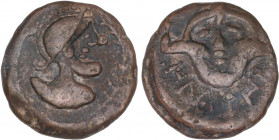 CELTIBERIAN COINS
As. 150-20 a.C. ILIBERRI (GRANADA). Anv.: Cabeza masculina con casco a derecha, delante palma. Rev.: Triscela, debajo leyenda ibéri...