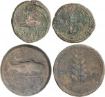 CELTIBERIAN COINS
Lote 2 monedas As y Dupondio. 120 y 20 a.C. ILIPENSE (ALCALÁ DEL RÍO, Sevilla). Anv.: Sábalo a derecha, debajo leyenda. Rev.: Espig...