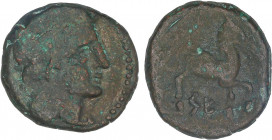 CELTIBERIAN COINS
Semis. 120-20 a.C. CESE (TARRAGONA). Anv.: Cabeza masculina a derecha. Rev.: Caballo al trote a derecha, debajo leyenda ibérica. 3,...