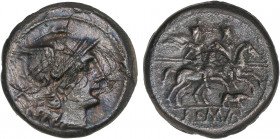 ROMAN COINS: ROMAN REPUBLIC
Denario. 200-195 a.C. ANÓNIMO. 4,07 grs. Pátina oscura. (Oxidaciones y rayas). ESCASA. BMC-479; Cal-29; Craw-121/2; FFC-1...