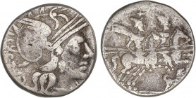 ROMAN COINS: ROMAN REPUBLIC
Denario. 200-195 a.C. ANÓNIMO. Rev.: Dióscuros a caballo a derecha, encima estrellas, debajo perro. 2,61 grs. (Cospel alg...