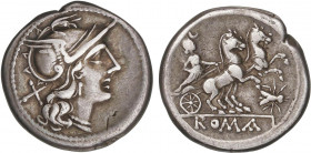 ROMAN COINS: ROMAN REPUBLIC
Denario. 179-170 a.C. ANÓNIMO. Rev.: Diana en biga a derecha con creciente en la frente, debajo mosca. 3,84 grs. BMC-376;...
