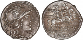 ROMAN COINS: ROMAN REPUBLIC
Denario. 138 a.C. AELIA. P. Aelius Paetus. Rev.: Dioscuros a caballo a derecha, encima estrellas, debajo P. PAETVS. 3,77 ...